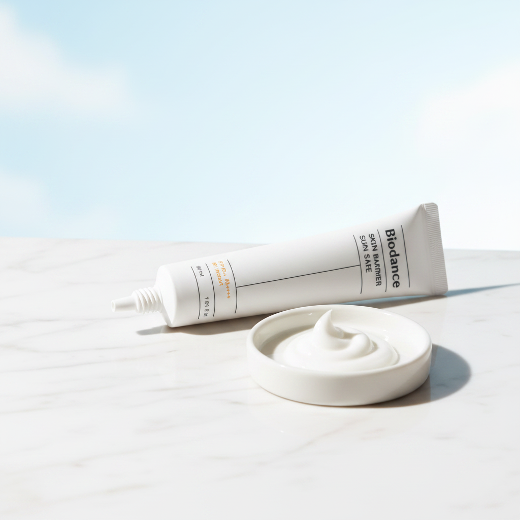 Biodance Skin Barrier Sun Safe packaging detail - probiotic ferment and ceramide sunscreen