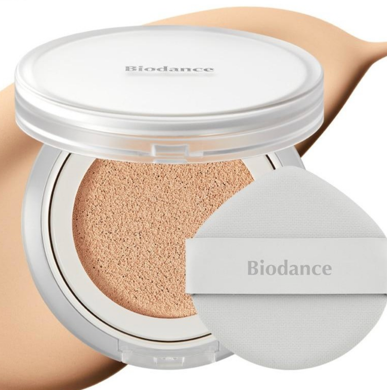 Biodance Pure Essence Cushion packaging and puff detail - no silicone no PEG no fragrance cushion