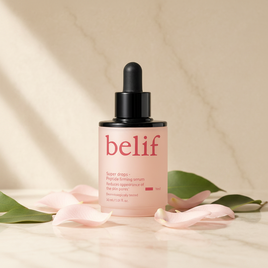 Belif Super Drops Peptide Firming Serum 30ml – K-Beauty pore-refining and firming serum for lifted skin, available in Australia