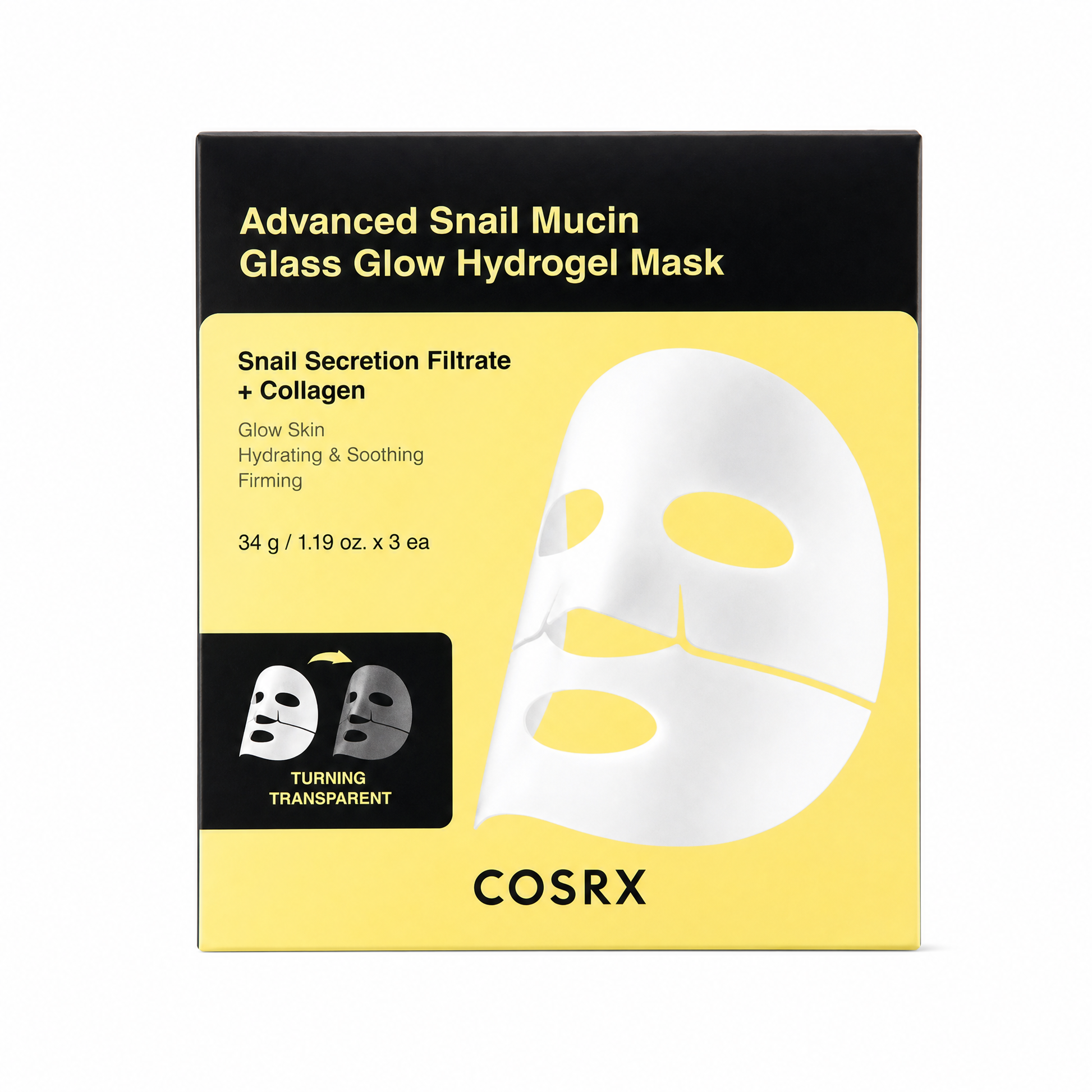 COSRX Advanced Snail Mucin Hydrogel Mask 34g pack of 3 — K-beauty sheet mask Australia