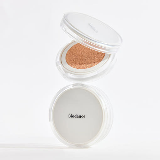 Biodance Pure Essence Cushion packaging and puff detail - no silicone no PEG no fragrance cushion