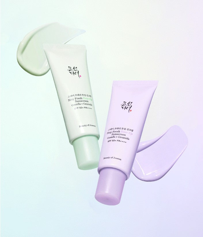 Beauty of Joseon Stay Fresh Tone-Up Sunscreen SPF50+ application result on skin, K-beauty sunscreen Australia